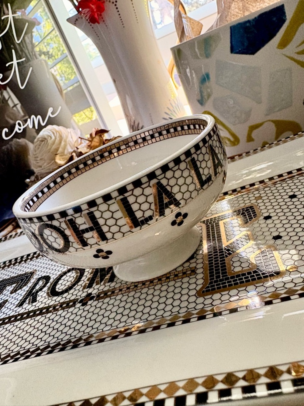 NWT Anthropologie Bistro Tile ‘Ooh La La' Nut Bowl - Picture 9 of 12